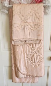 lot 167 image: Vintage Pink Satin Embroidered Quilt