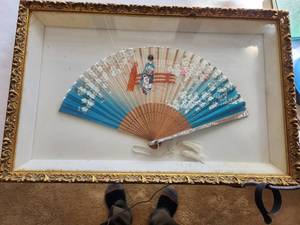 lot 204 image: Framed Japanese Decorative Fan