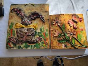 lot 206 image: Signed Textured Mixed Media Art