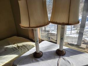 lot 213 image: Vintage Floral Porcelain Table Lamps