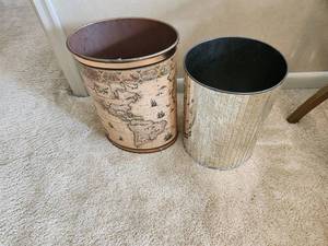 lot 224 image: Vintage Map and Chrome Waste Bins