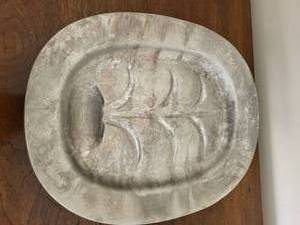 lot 227K image: Rustic Embossed Metal Platter