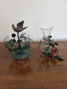 lot 119 image: Vintage Metal Glass Vases Set