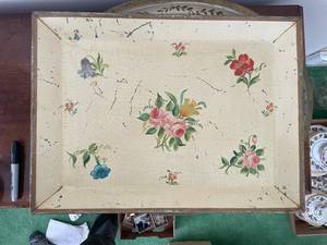 lot 246 image: Vintage Hand-Painted Floral Tray