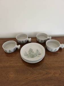 lot 264 image: Rustic Tree Design Cup & Plate Set