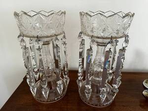 lot 388 image: Vintage Crystal Luster Pair