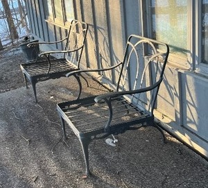 lot 413 image: Pair of Wrought Iron Patio Chairs - No Cushions
