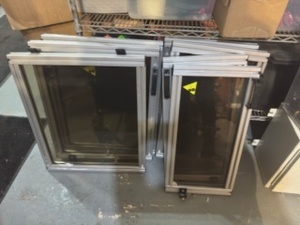 lot 11 image: Set of 6 8020 Aluminum Frame Glass Panels