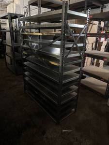 lot 13 image: Heavy Duty Metal Bolt-together Shelving Unit with 14 Adjustable Metal Shelves