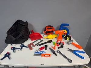 lot 35 image: Toy Tool Set with Carrying Bag - 22 Pieces