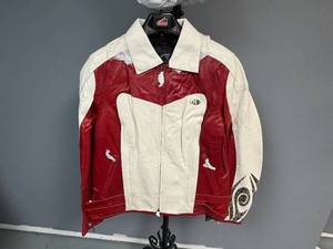 lot 66 image: Hein Gericke Womens Red and White Leather Jacket - Size US 12