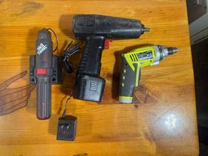 lot 73 image: Collection of 3 Cordless Power Tools including Ryobi Driver and Skil Screwdriver