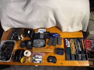 lot 90 image: Large Collection of Office Supplies Including Binders and Calculators