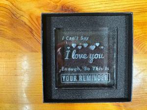 lot 95 image: Decorative Glass Block With Inscription (new in package)