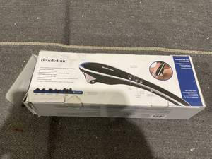 lot 116 image: Brookstone Handheld Percussion Body Massager, 4 Vibration Modes, 5 Interchangeable Heads