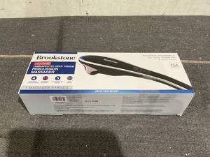lot 117 image: Brookstone Handheld Percussion Body Massager, 4 Vibration Modes, 5 Interchangeable Heads