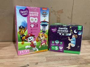 lot 367 image: LOT OF 2 Size 2T3T 94, Size 5 66 Diapers