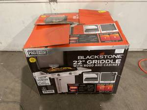 lot 244 image: Blackstone ProSeries 2-Burner 22 Propane Omnivore Griddle with Dual Side Shelves