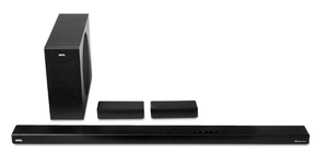 lot 240 image: Onn. 5.1 Ultra-Slim Surround Soundbar System with Dolby Atmos, Wireless Subwoofer and Wireless Satellite Speakers