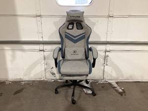 lot 613 image: GTRACING Ergonimic Fabric Reclining Gaming Chair with Footrest and Linkage Armrests, Gray