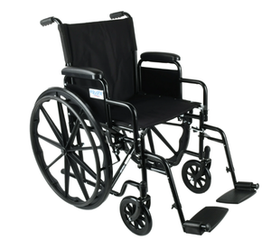 lot 627 image: Equate Lightweight Foldable Steel Wheelchair with 18 Seat and Swing-Away Footrests, 350 lb Capacity