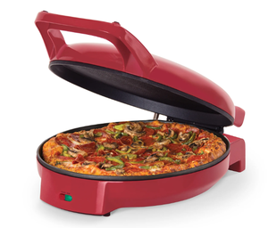 lot 653 image: Dash 12 Pizza Griddle, Red - Personal Pizza Maker with Dual Cooking Surfaces, Nonstick & 450°F Heat