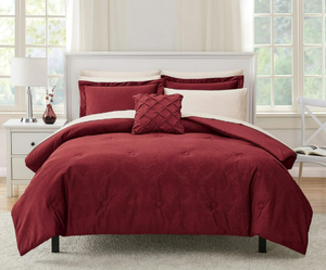lot 180 image: Mainstays 10 Piece Red Velvet Bed in a Bag Comforter Set with Sheets, Full