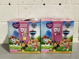 lot 524 image: LOT OF 2 Parents Choice Paw Patrol Training Pants for Girls, 4T5T, 70 Count
