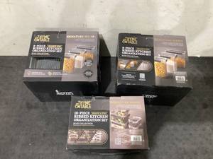 lot 671 image: LOT OF 3 Thyme & Table 8PCS & 18PCS Ribbed Kitchen Organization Set