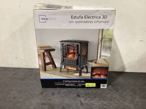 lot 636 image: Mainstays 2-Setting 3D Electric Stove Heater with Life-like Flame