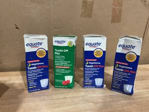 lot 386 image: LOT OF 4 Equate Maximum Strength Tussin DM Nighttime Cough Suppressant Liquid, 8 fl oz