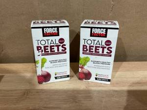 lot 404 image: LOT OF 2 Total Beets, Beetroot Capsules Alternative, Blood Pressure Supplement Pills, 120 Tablets, by Force Factor