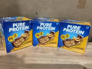 lot 413 image: LOT OF 3 Pure Protein Bars, Chocolate Peanut Butter, 20g Protein, Gluten Free, 1.76 oz, 12 Ct