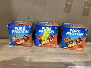 lot 414 image: LOT OF 3 Pure Protein Bars, Chocolate Peanut Caramel, 20g Protein, Gluten Free, 1.76 Oz, 12 Count