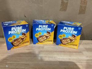 lot 416 image: LOT OF 3 Pure Protein Bars, Chocolate Peanut Butter, 20g Protein, Gluten Free, 1.76 oz, 12 Ct