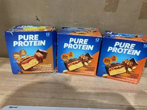 lot 419 image: LOT OF 3 Pure Protein Bars, Chocolate Peanut Caramel, 20g Protein, Gluten Free, 1.76 Oz, 12 Count