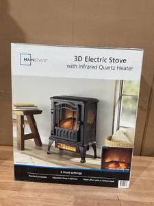 lot 437 image: Mainstays New 2-Setting 3D Electric Stove Heater with Life-like Flame