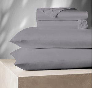 lot 210 image: LOT OF 2 Color Sense 1200 Thread Count Wrinkle-Resistant Super Soft Extra Deep Pocket Hotel Luxury Cotton Blend 4-Piece Sateen Bedsheet Set Queen Light Gray