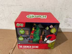 lot 68 image: Dr. Seuss 10-FT Grinch and Max Decorating Christmas Tree Scene Inflatable