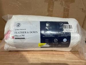 lot 456 image: 2PCS Jumbo Size Quilted Diamond Feather and Down Pillows