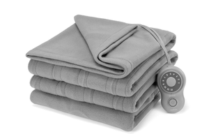 lot 678 image: Sunbeam Full Blanket Grey Fleece, 12 Heat Settings, 12-Hour Auto Shut-Off, Electric Heated Blanket with Controller, 84 x 72 Full Size