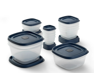 lot 679 image: Rubbermaid Easy Find Lids Food Storage Containers with Vented Lids, 26 Piece Set, Blue