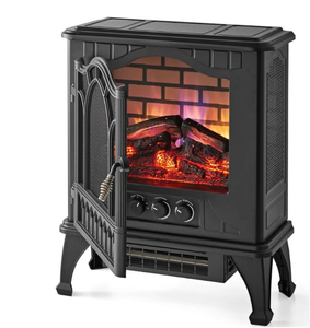 lot 708 image: Mainstays 3D Electric Stove with Life-like Flame & Sparks, Black