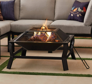 lot 711 image: Mainstays Greyson 30 Square Wood Burning Fire Pit with Mesh Screen, Steel Fire Pit