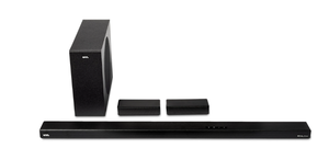 lot 346 image: Onn. 5.1 Ultra-Slim Surround Soundbar System with Dolby Atmos, Wireless Subwoofer and Wireless Satellite Speakers