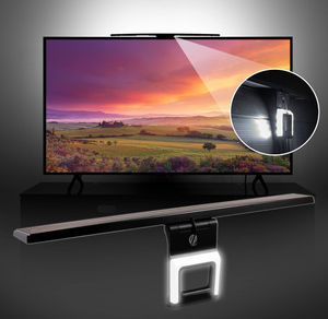 lot 349 image: GE Enlighten HD Hover Antenna with Bias Lighting, Long Range, Mounts Directly on TV