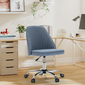 lot 444 image: GIANNA Home Office Chair, Mid-Back Armless Twill Fabric Adjustable Swivel Task Chair for Small Space, Living Room, Make-up, Studying