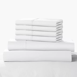 lot 446 image: 6PCS Queen Size Color Sense 1200-Thread-Count Cotton Blend Sheet Set