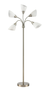 lot 469 image: Simplee Adesso 67 Adjustable 5 Lite Brushed Steel Metal Floor Lamp