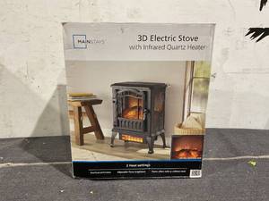 lot 351 image: Mainstays New 2-Setting 3D Electric Stove Heater with Life-like Flame